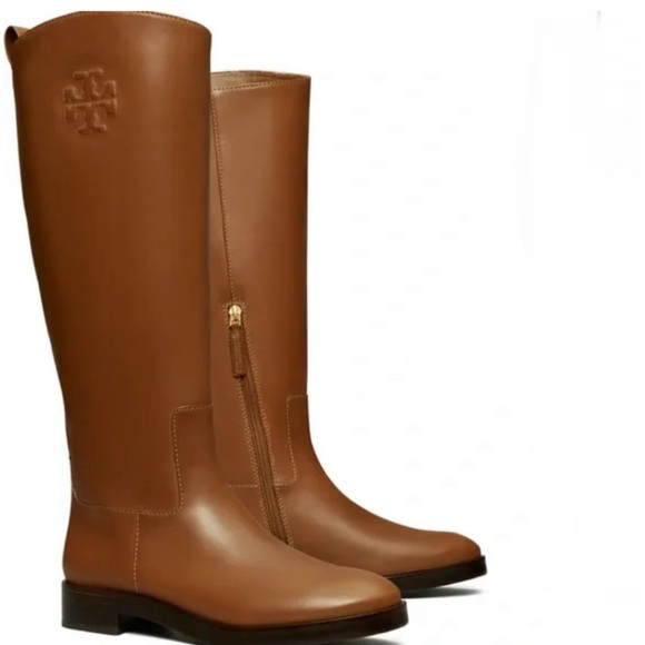 Tory Burch Women’s The Riding Boots Brown Leather Shoes Size 8.5 NWT - Picture 2 of 11